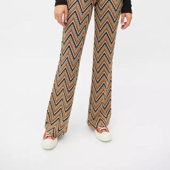 NEW Urban Outfitters Women's Bryn Pull-on Flare Pant Herringbone Orange - Picture 2 of 5